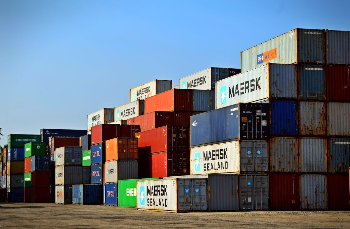 Shipping containers at port for customs clearing