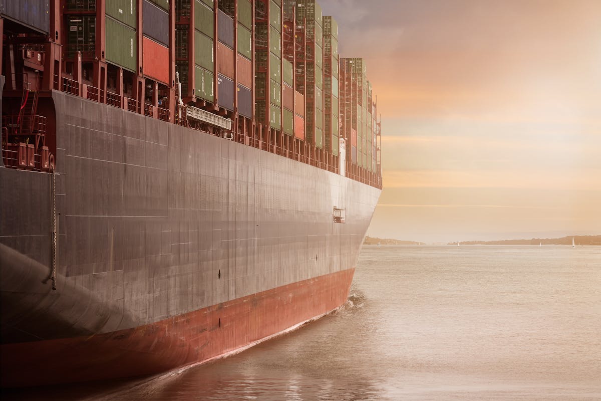 Cargo ship loaded with containers for international trade